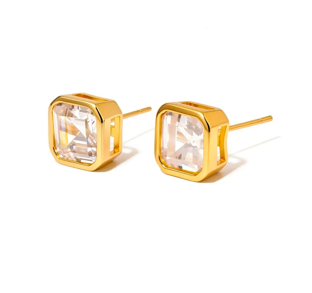 Bezel Diamond Stud Earrings Waterproof