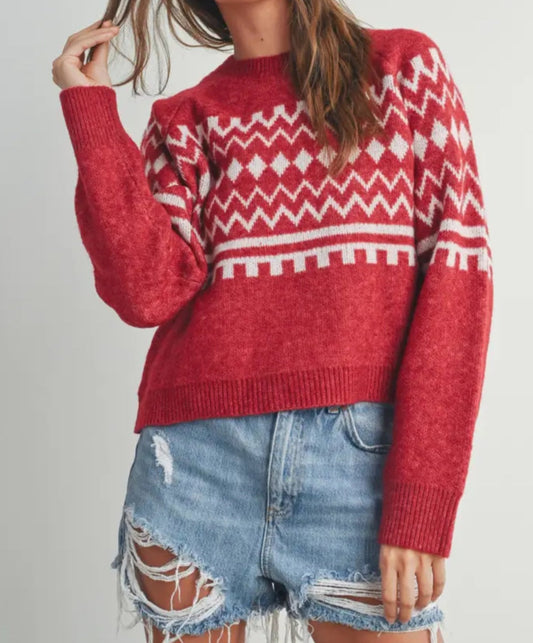 Aztec Printed Raglan Sweater