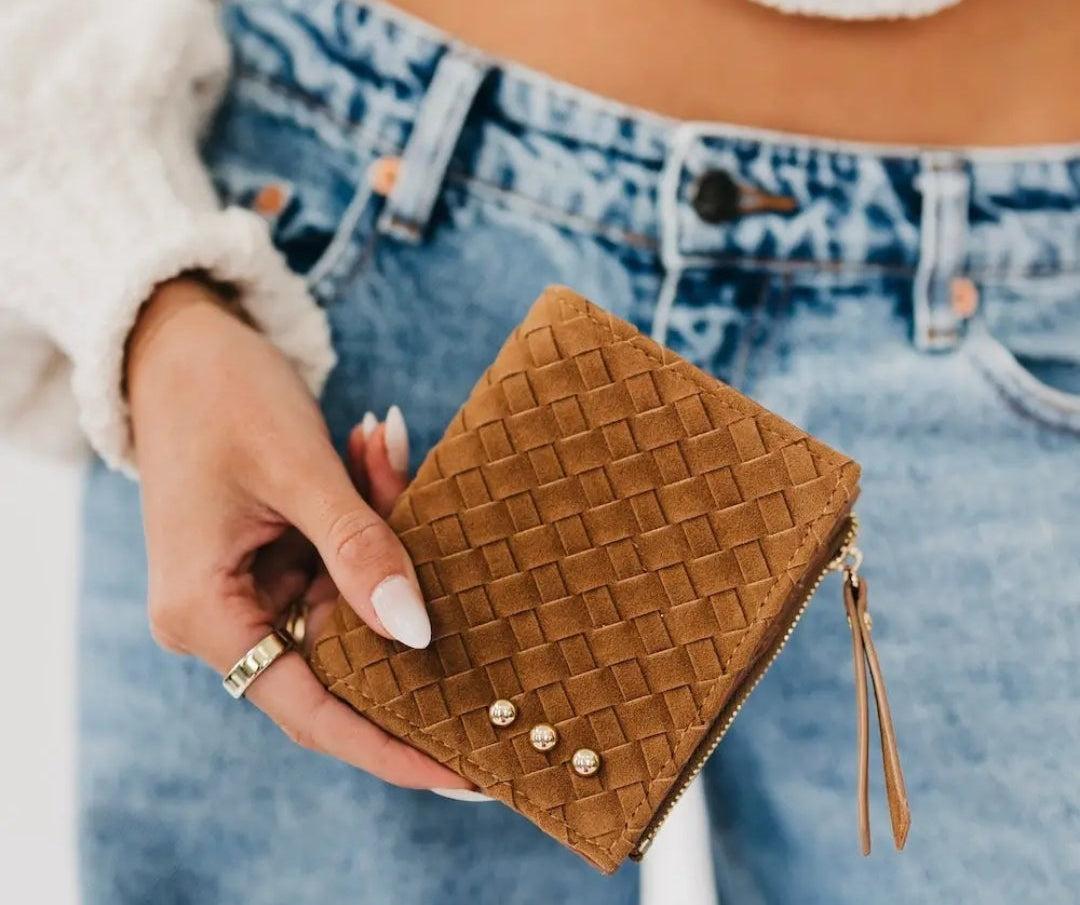 Kate Suede Woven Wallet