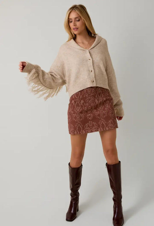 Rust Print Stretchy Skirt