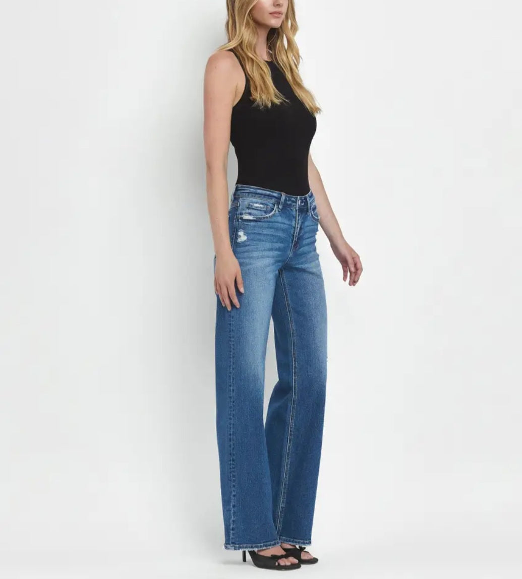 Darlin Mid Rise Full Length Wide Leg Jeans