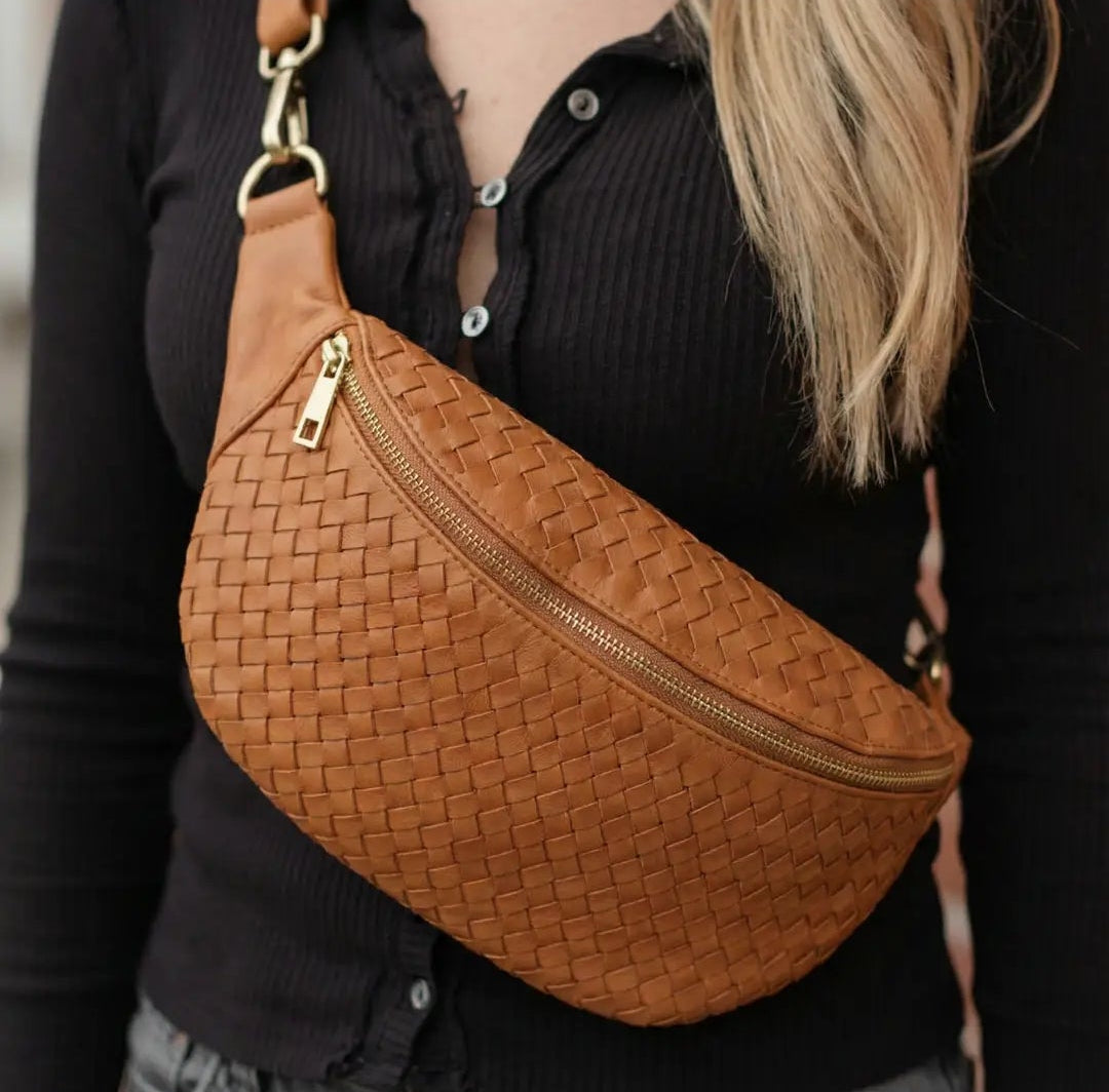 Hanna Woven Leather Sling Bag