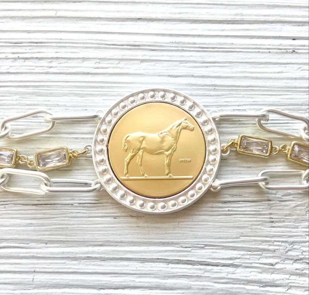 Country Western Horse Coin Bracelet