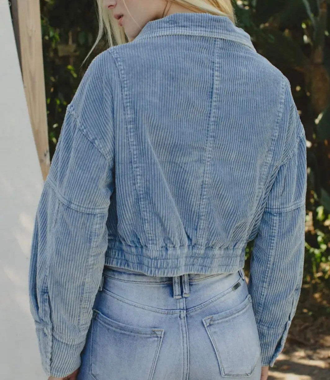 CORDUROY CROPPED BOMBER JACKET