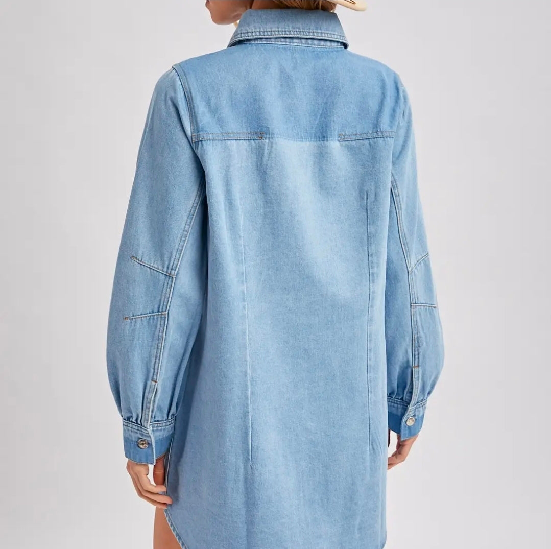 Denim Button Down Shirt Dress/ Shacket