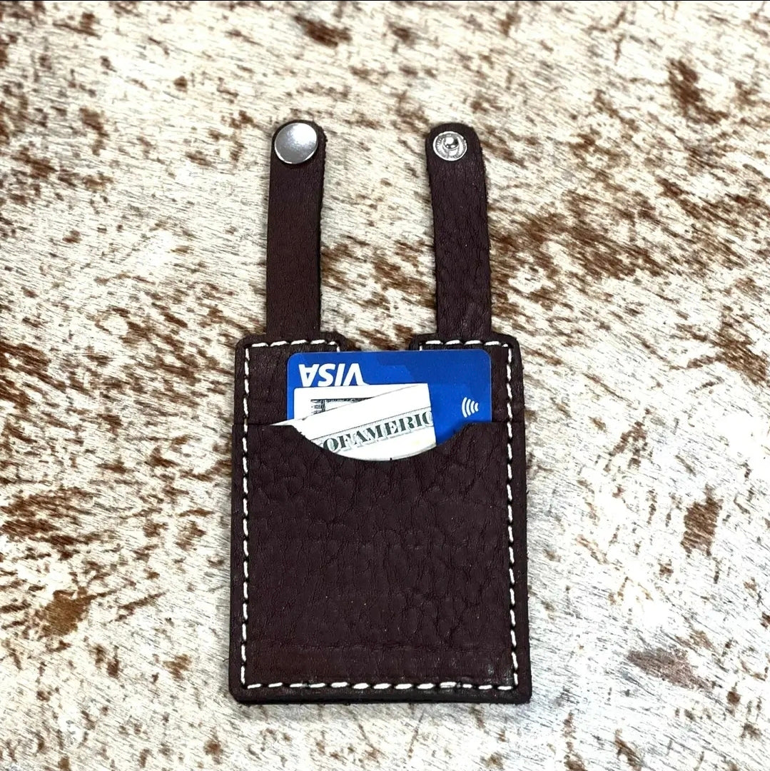 Leather Boot Wallet with Snap Strap Brown leather