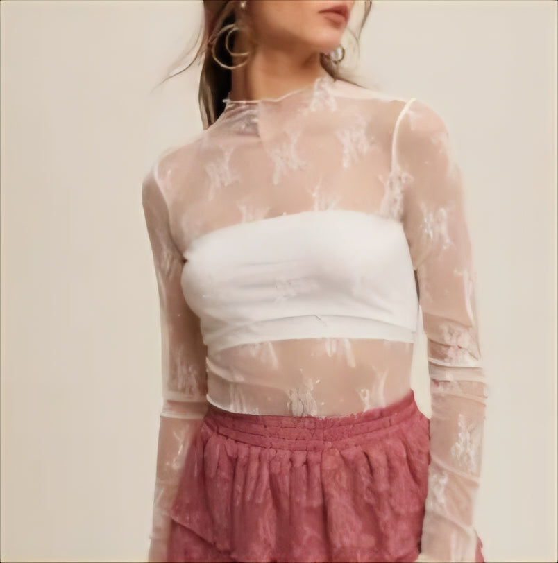 Lace Sheer Mesh Top