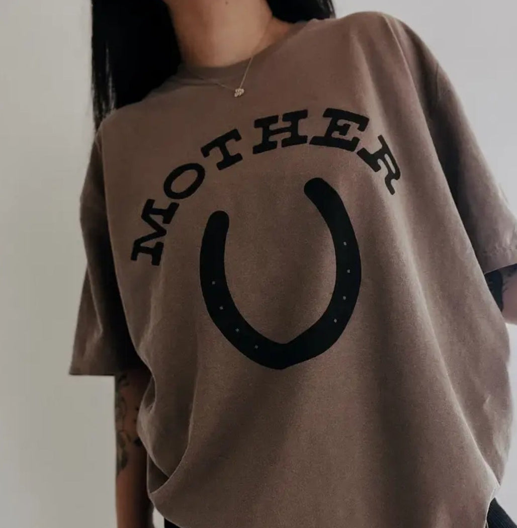 Mother Horseshoe Mom Western Oversized Graphic Tee