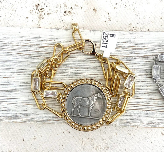 Country Western Horse Coin Bracelet