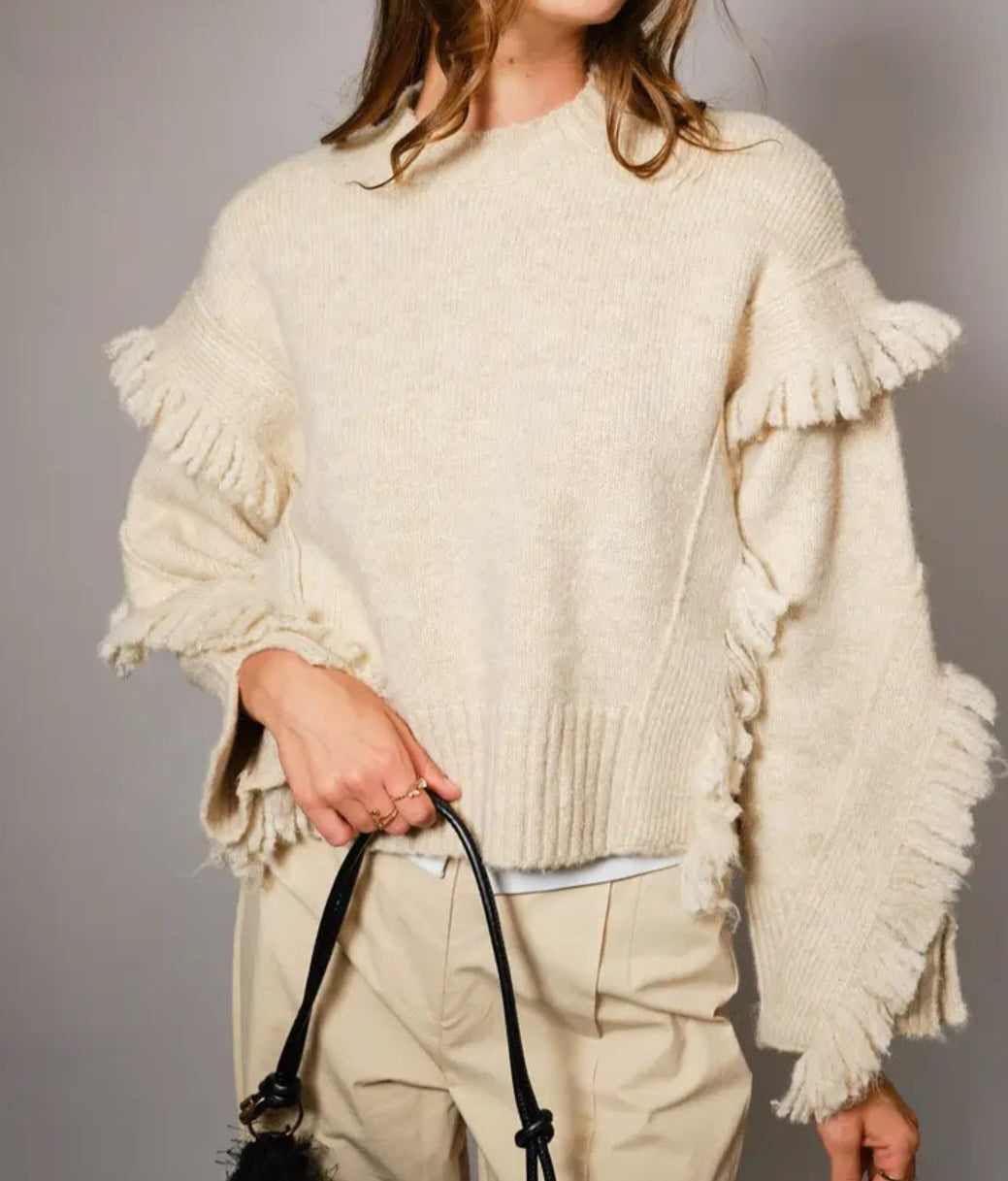 Fringe Sleeve Detail Sweater