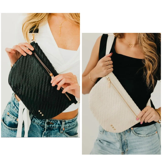 Diagonal Woven Westlyn Bum Bag - Cream