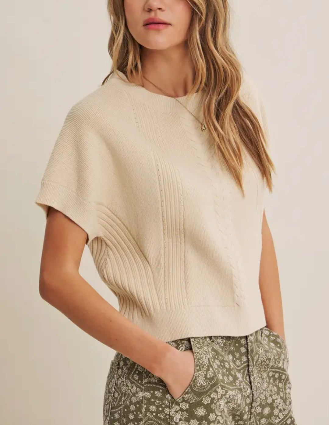 Quiet Neutral Structured Everyday Dolman Sleeves Sweater Top