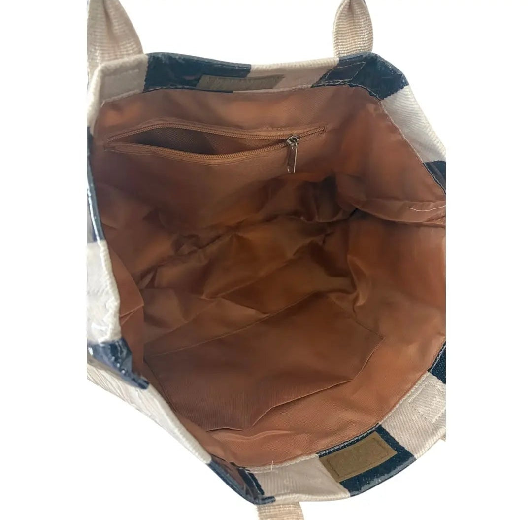 "TOTE BAG" Navy and Beige