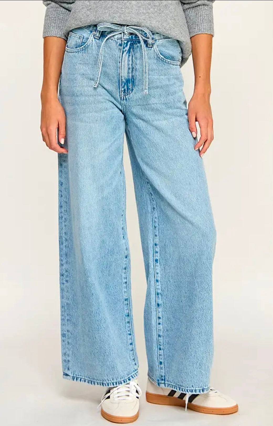 Wide Leg Tie Jeans