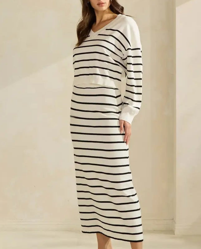Stripe Ivory and Black Sweater
