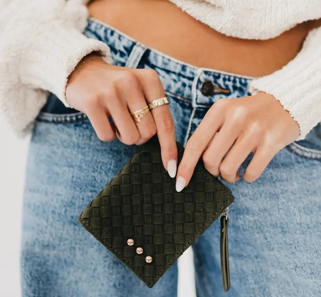 Kate Suede Woven Wallet