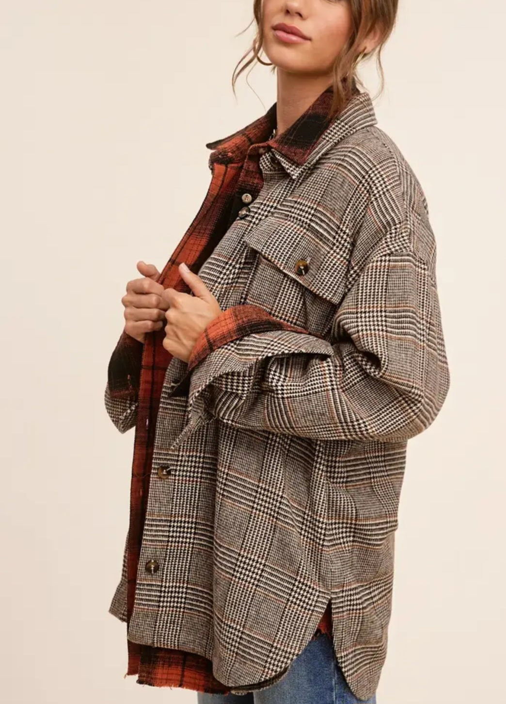 Classic Button Down Brown Plaid Shacket
