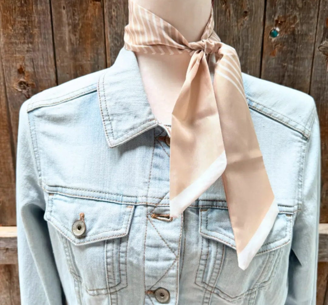 Tan and Cream Western Skinny Min Wild Rag Scarf / Cowgirl Necktie