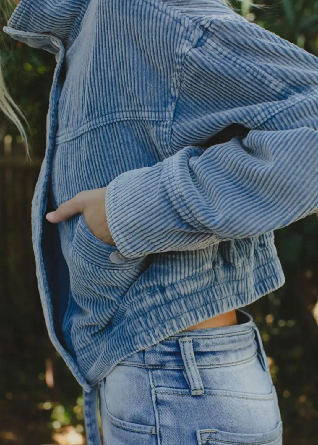 CORDUROY CROPPED BOMBER JACKET