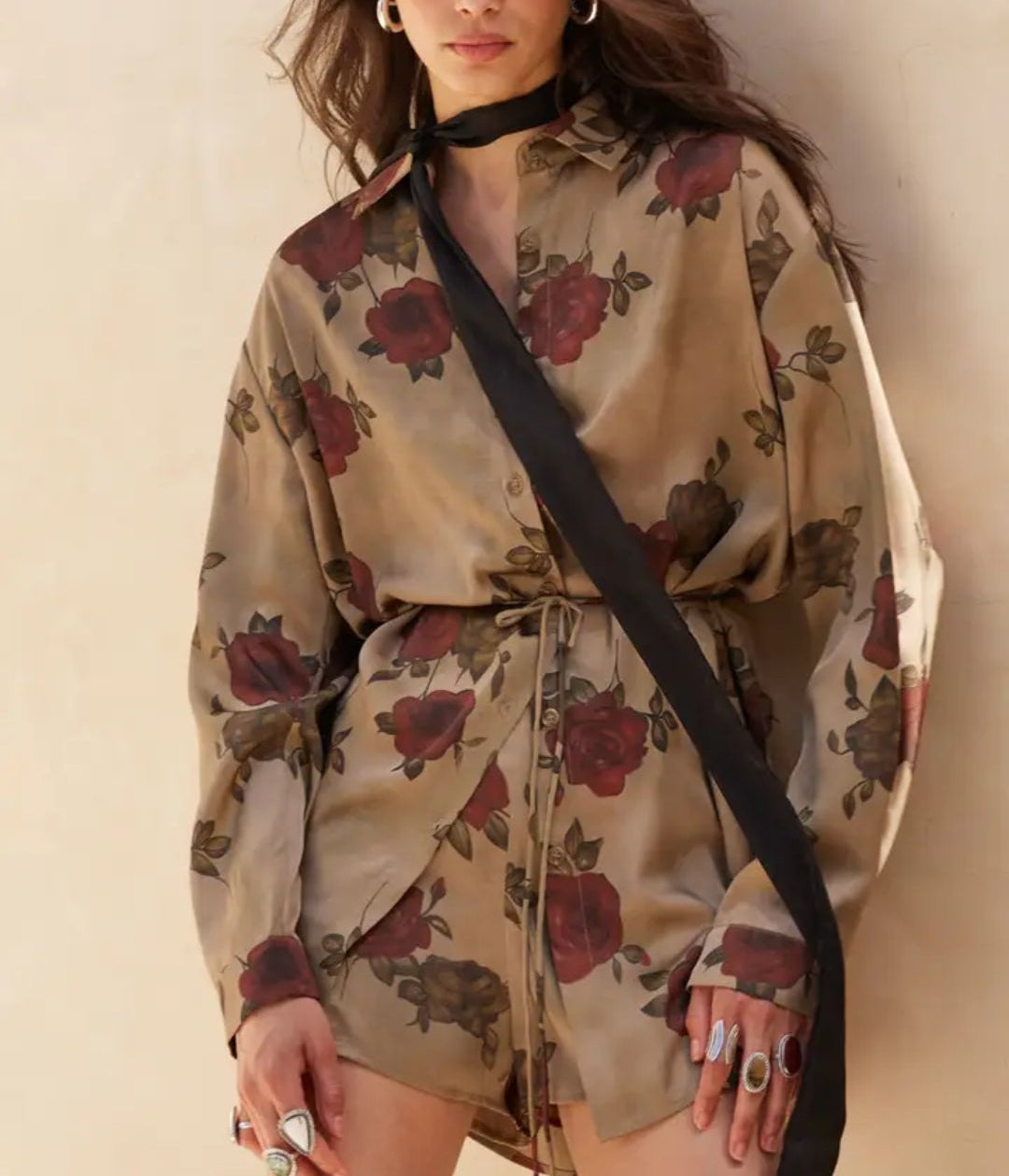 Westin Floral Satin Shirt Romper