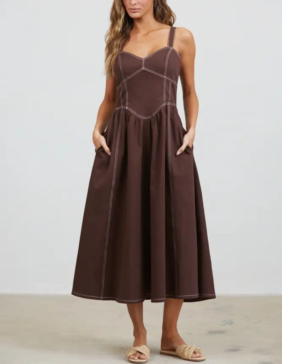 Gemma Stitch Seamed Midi Dress