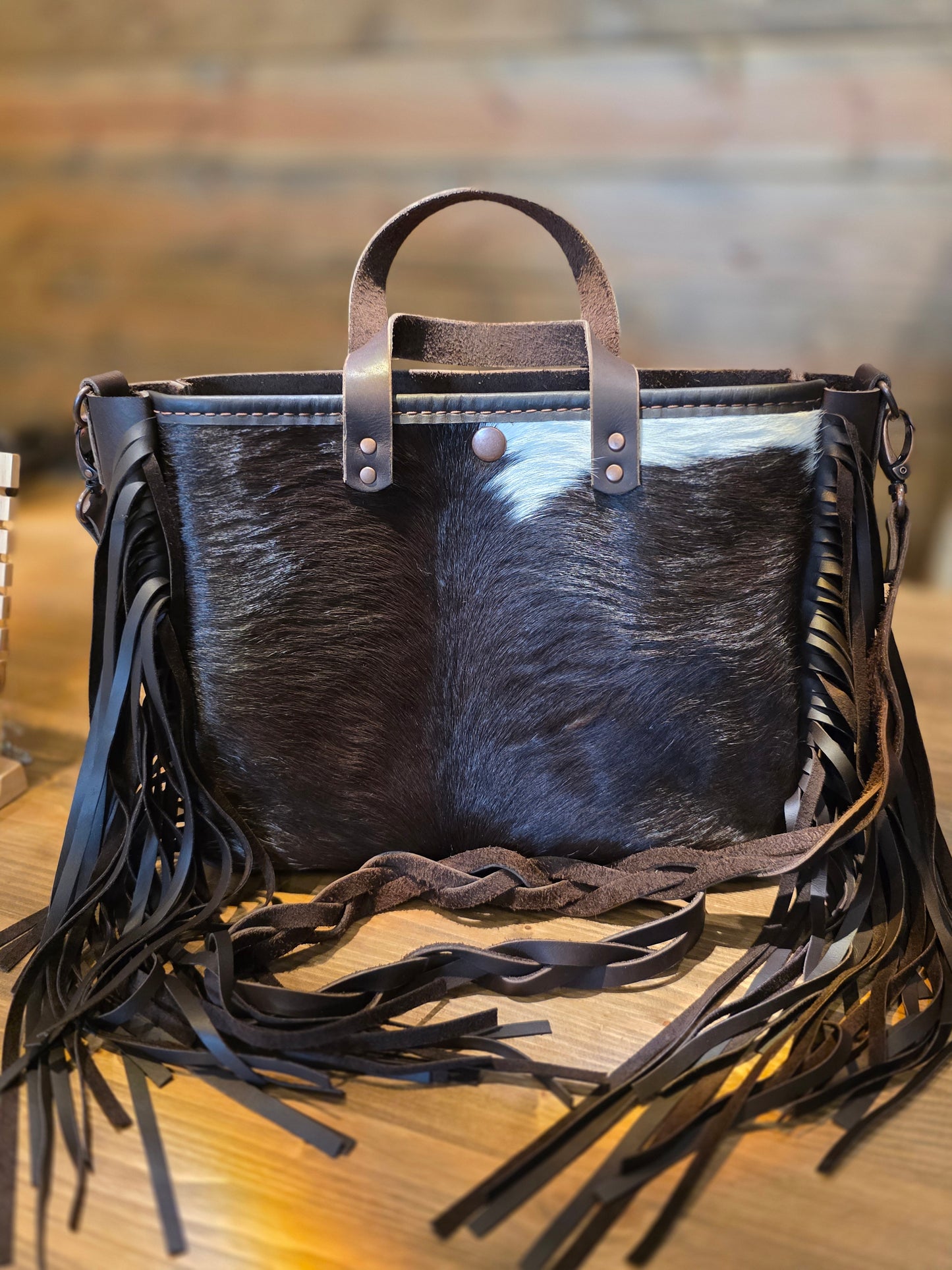 Western Cowhide Fringe Purse