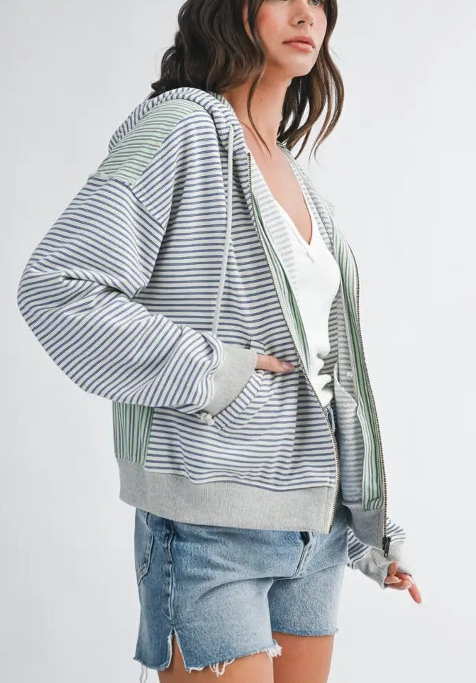 Striped Zip Hoodie