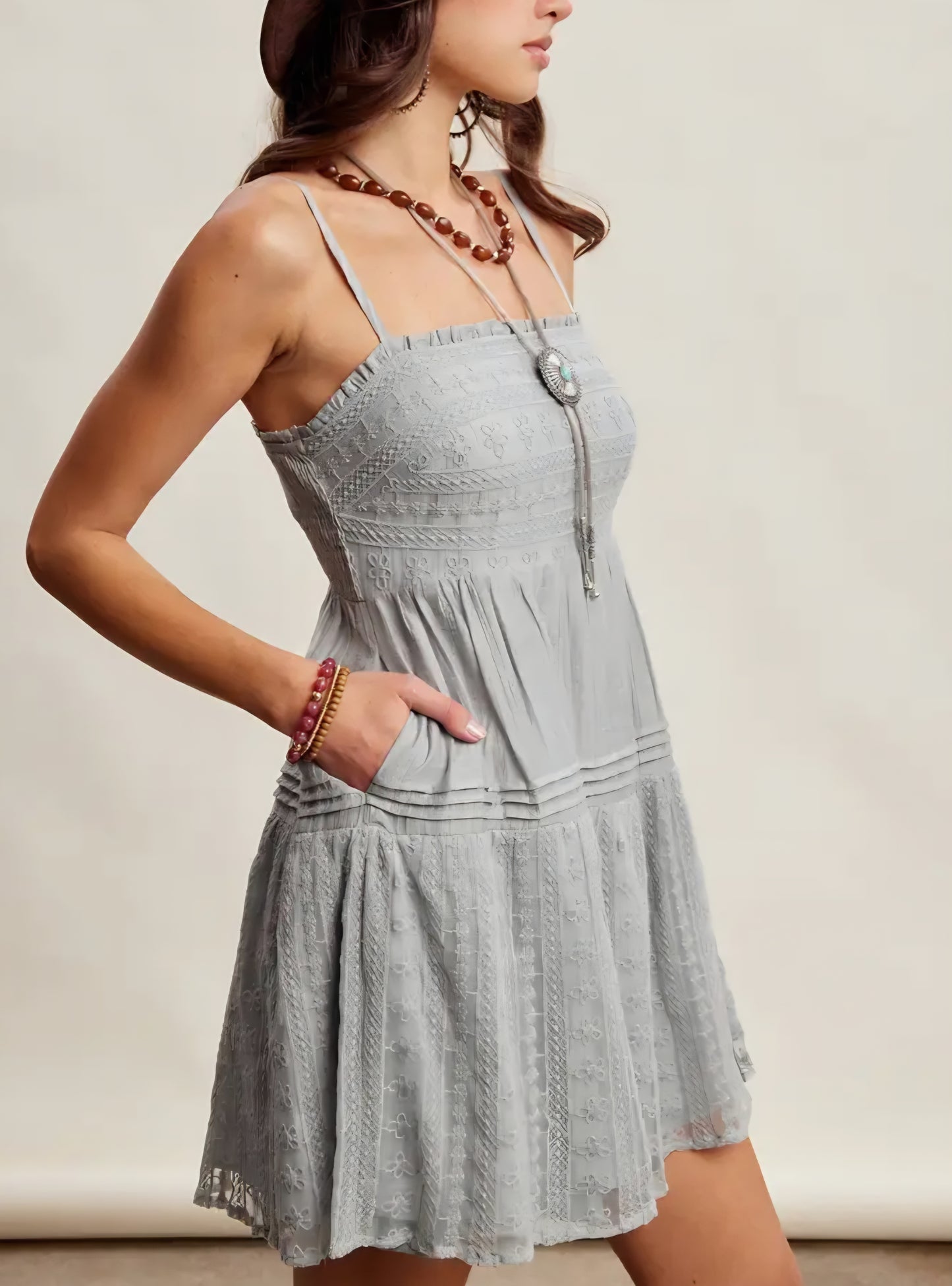 Lace Tiered Mini Dress