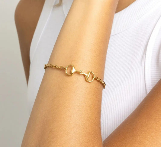 18K Gold Pvd Stainless Horsebit Bracelet