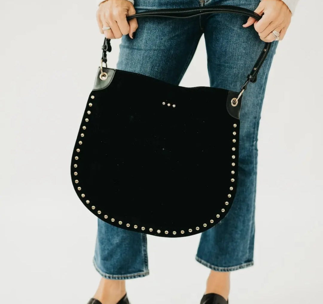 The Rosalie Rivet Suede Hobo Bag