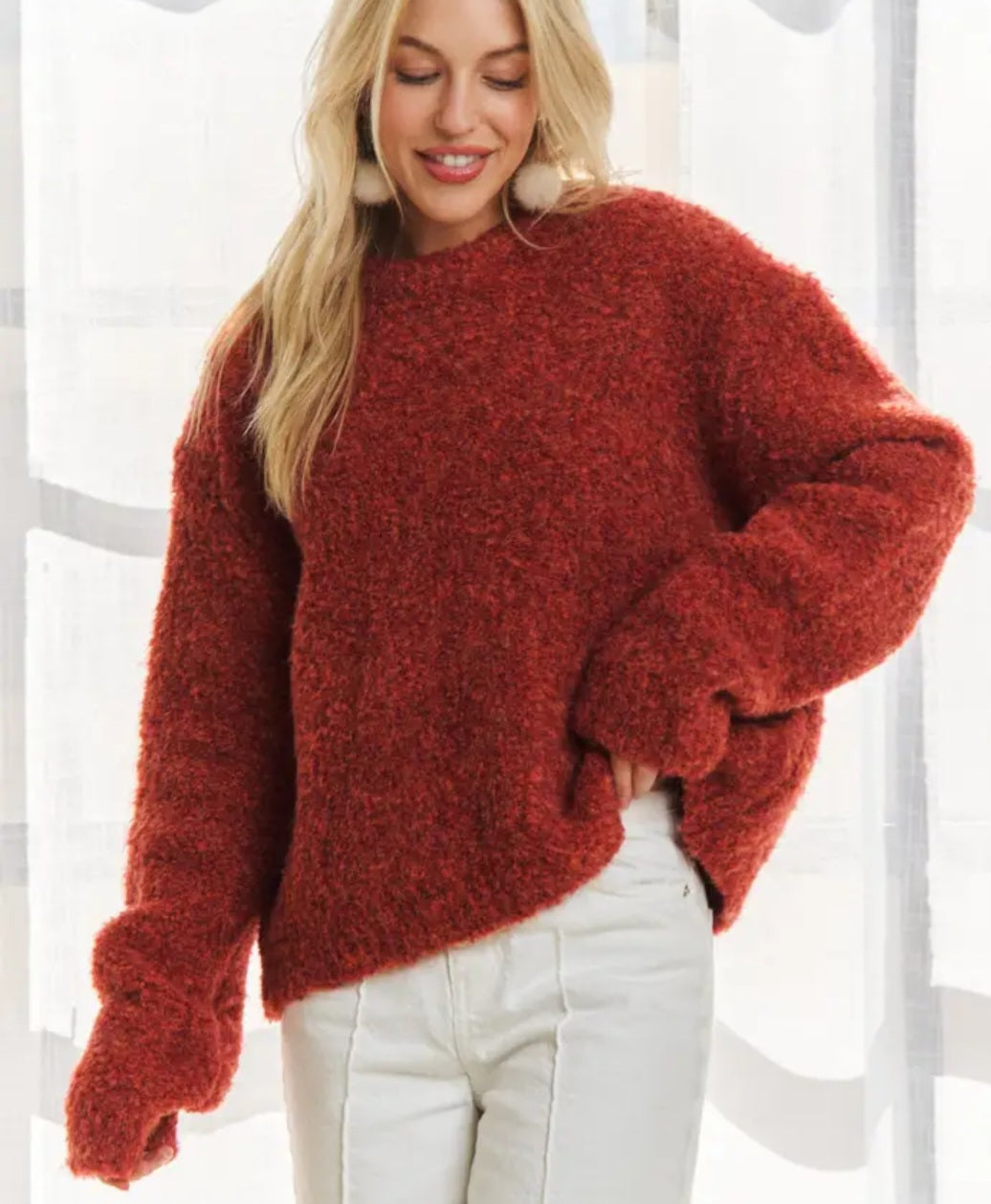 Fire Side Cozy In Red Sweater