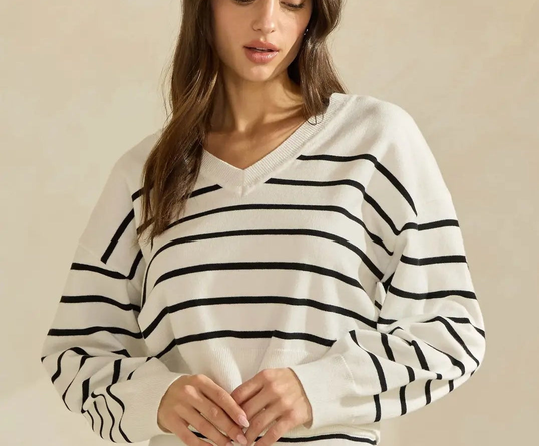 Stripe Ivory and Black Sweater