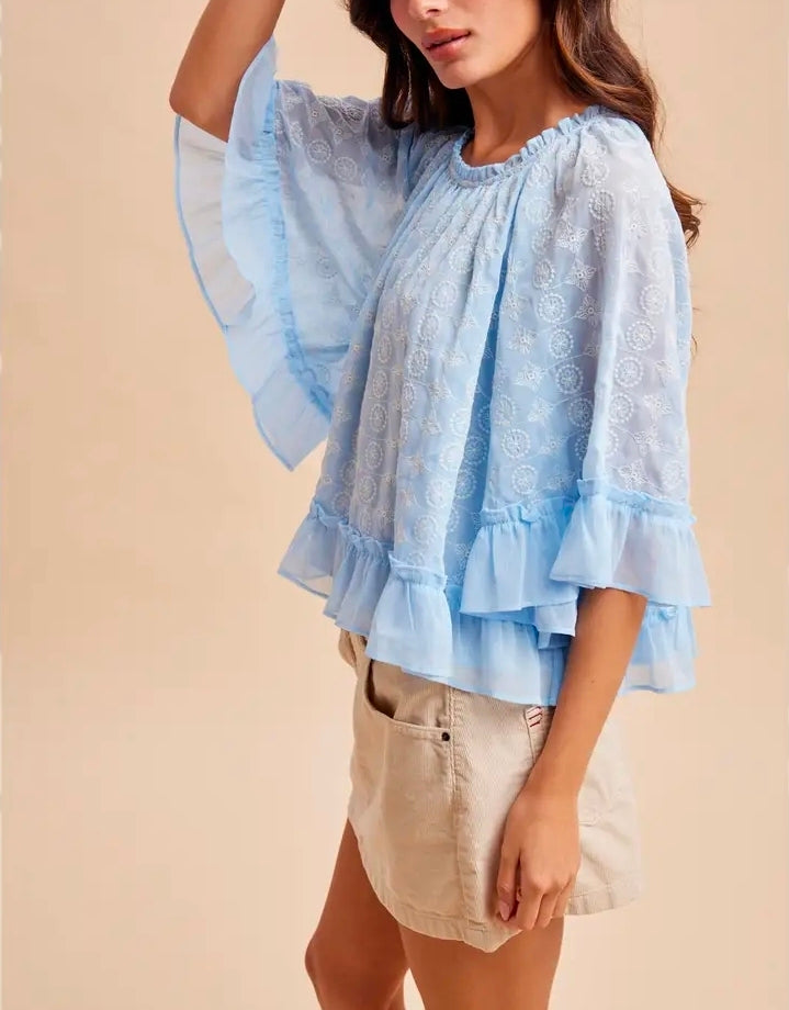 Embroidered Cape Top