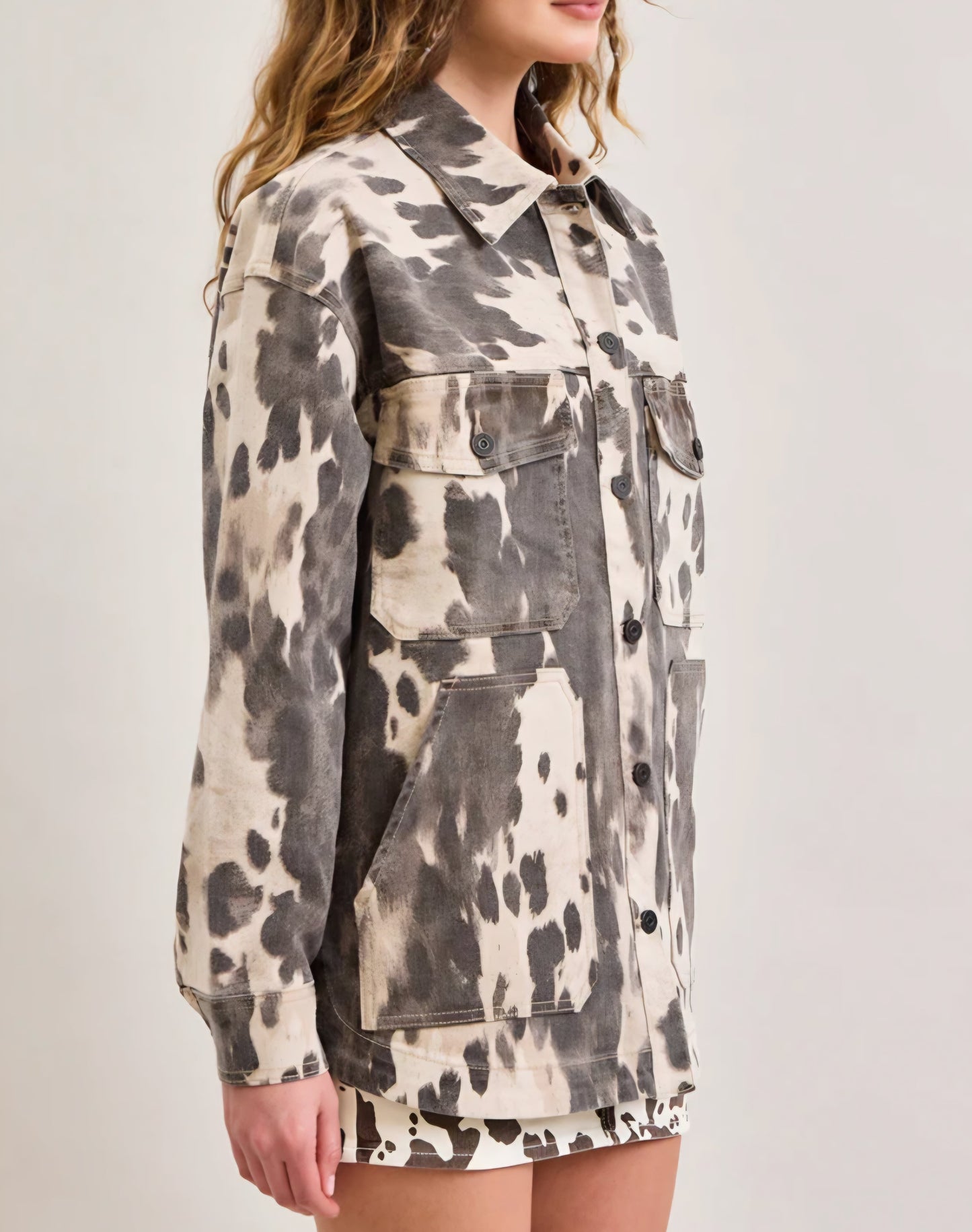 COW PRINT OVERSIZED SHACKET