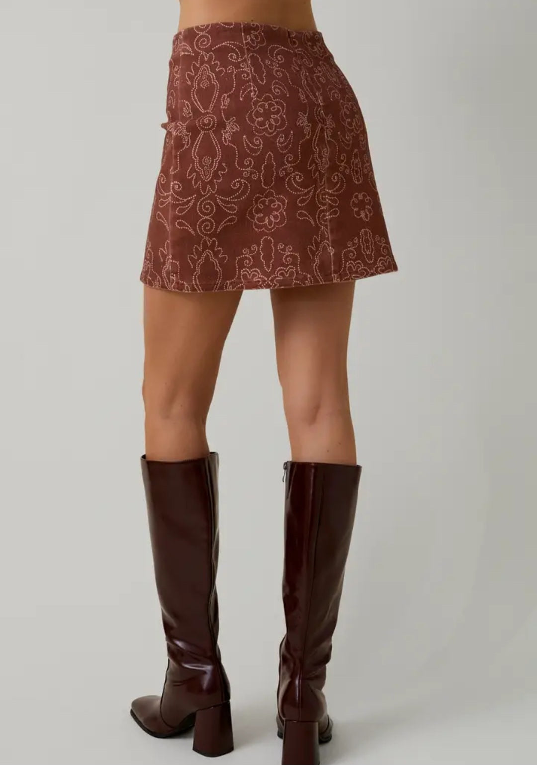 Rust Print Stretchy Skirt