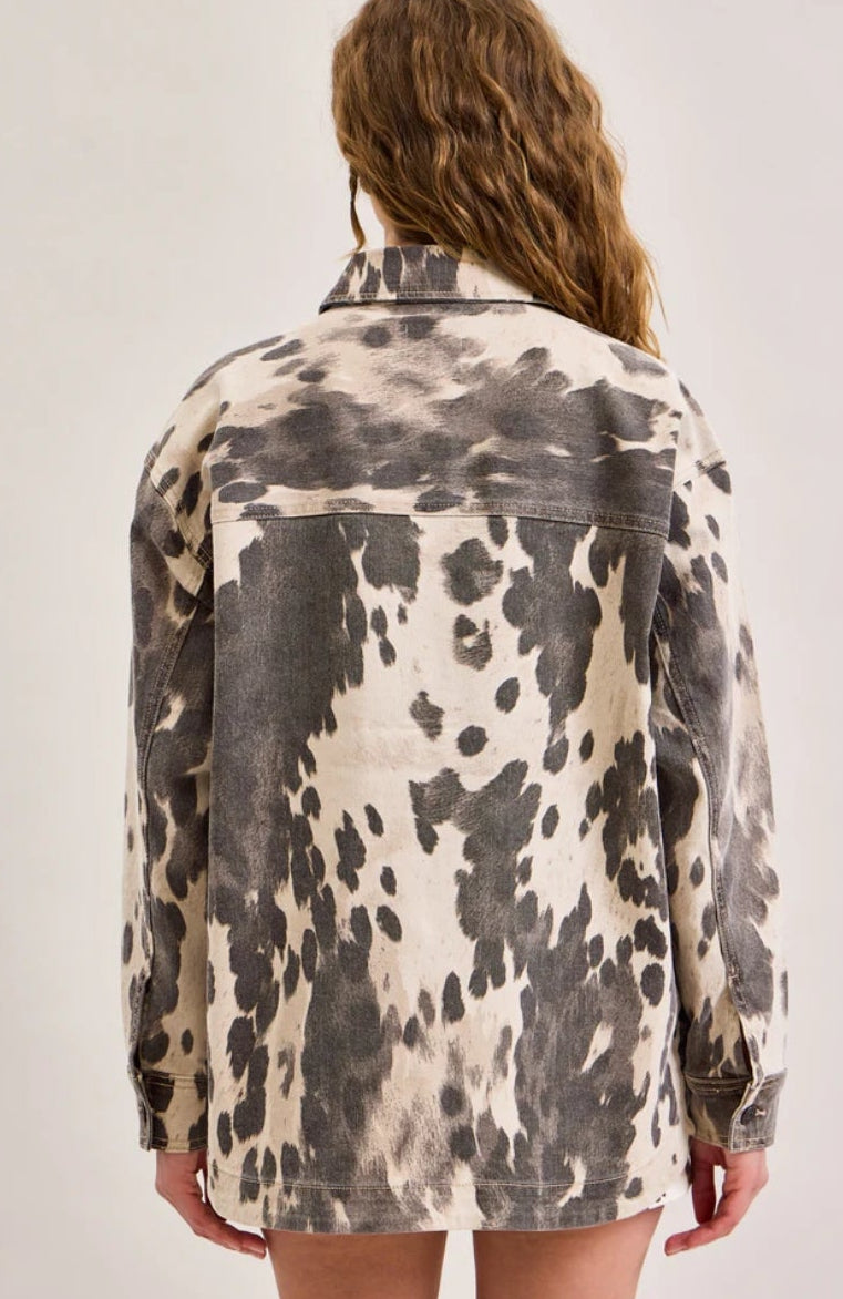 COW PRINT OVERSIZED SHACKET