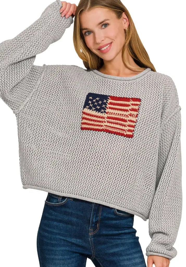 American Flag Crew Neck Sweater