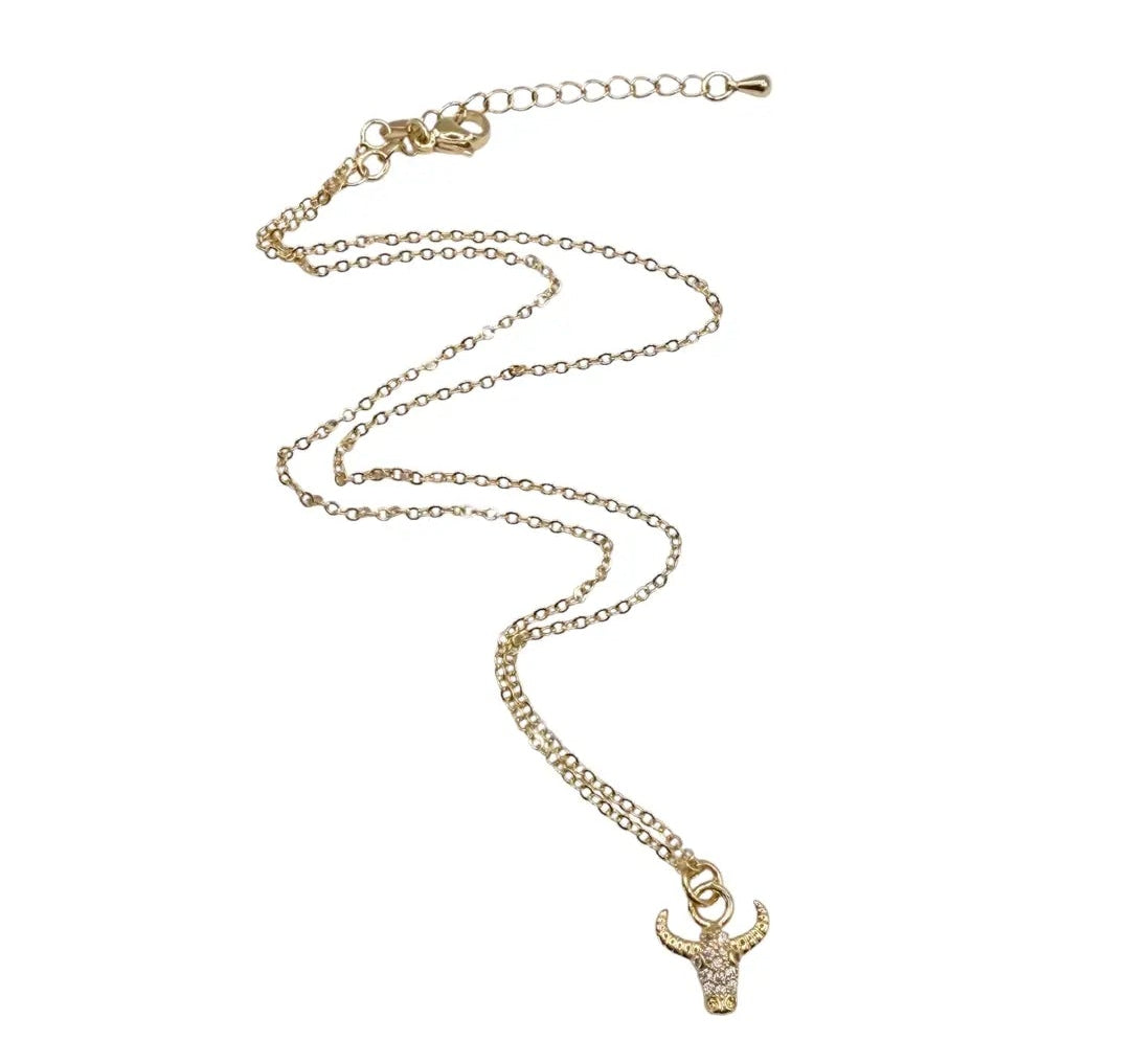 Texas Longhorn with Crystals Necklace