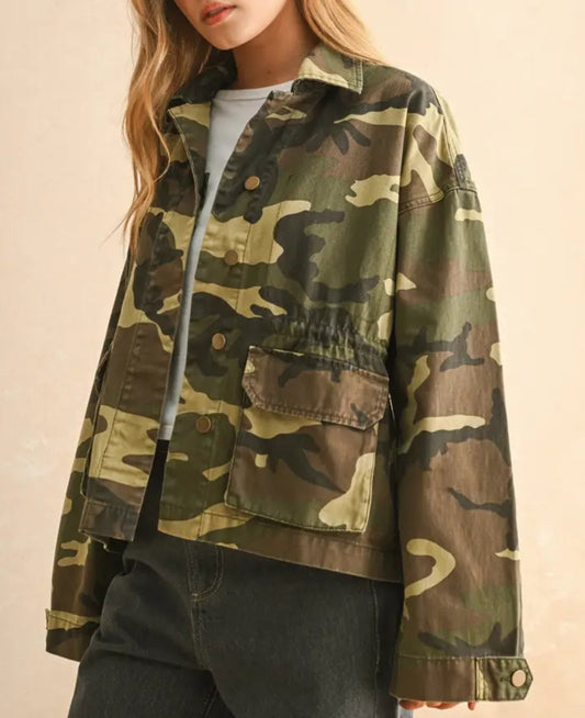 Olive Camo Printed Jacket