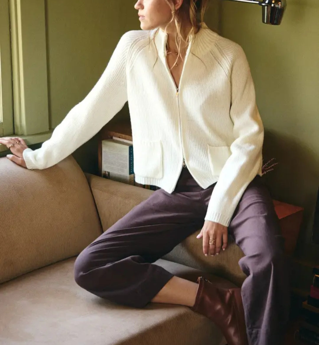 Simple Comfort 2-WAY Zip Everyday Sweater Jacket with Pocket