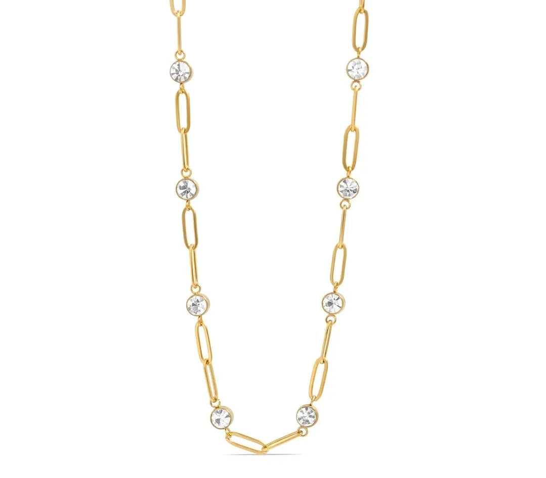 Station Stone Paperclip Chain Necklace