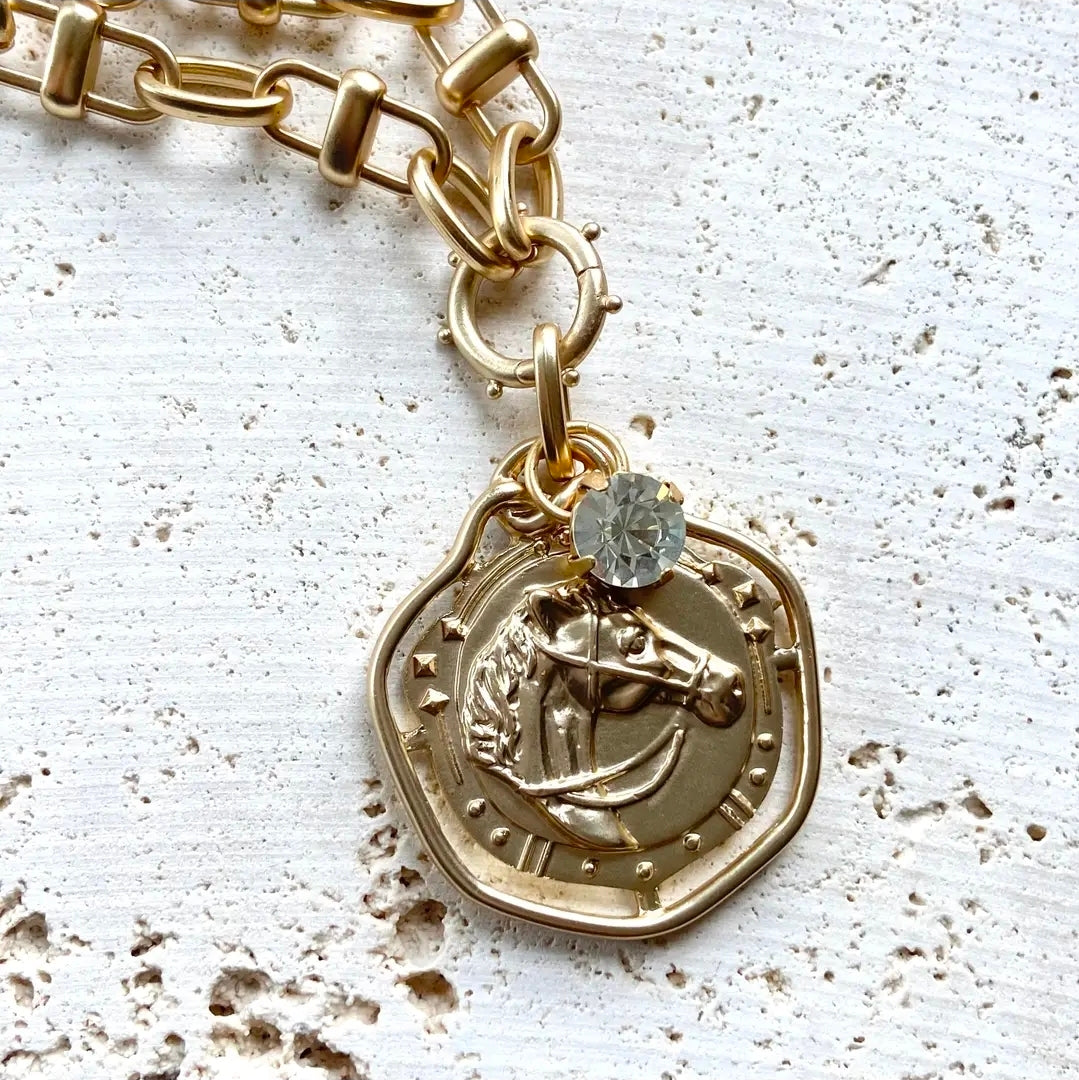 Derby Horse Equestrian Gold Necklace