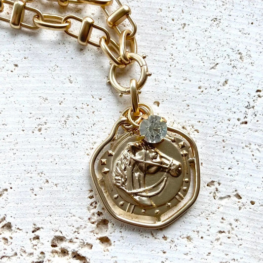 Derby Horse Equestrian Gold Necklace