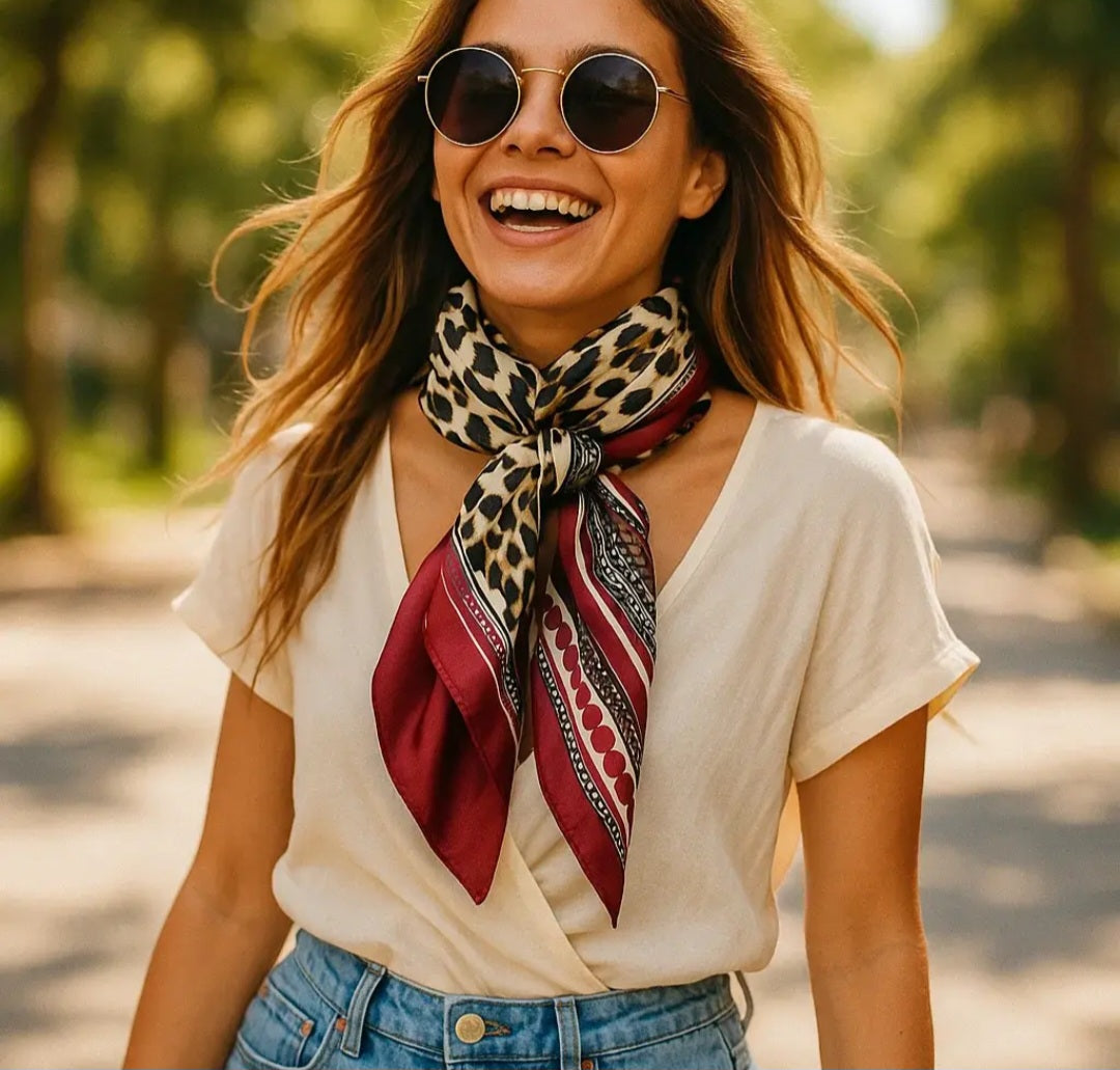 Wine Leopard Wild Rag / Scarf
