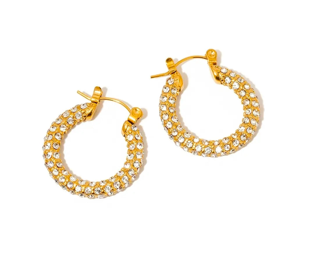 Lizzie Pave Hoops - Waterproof