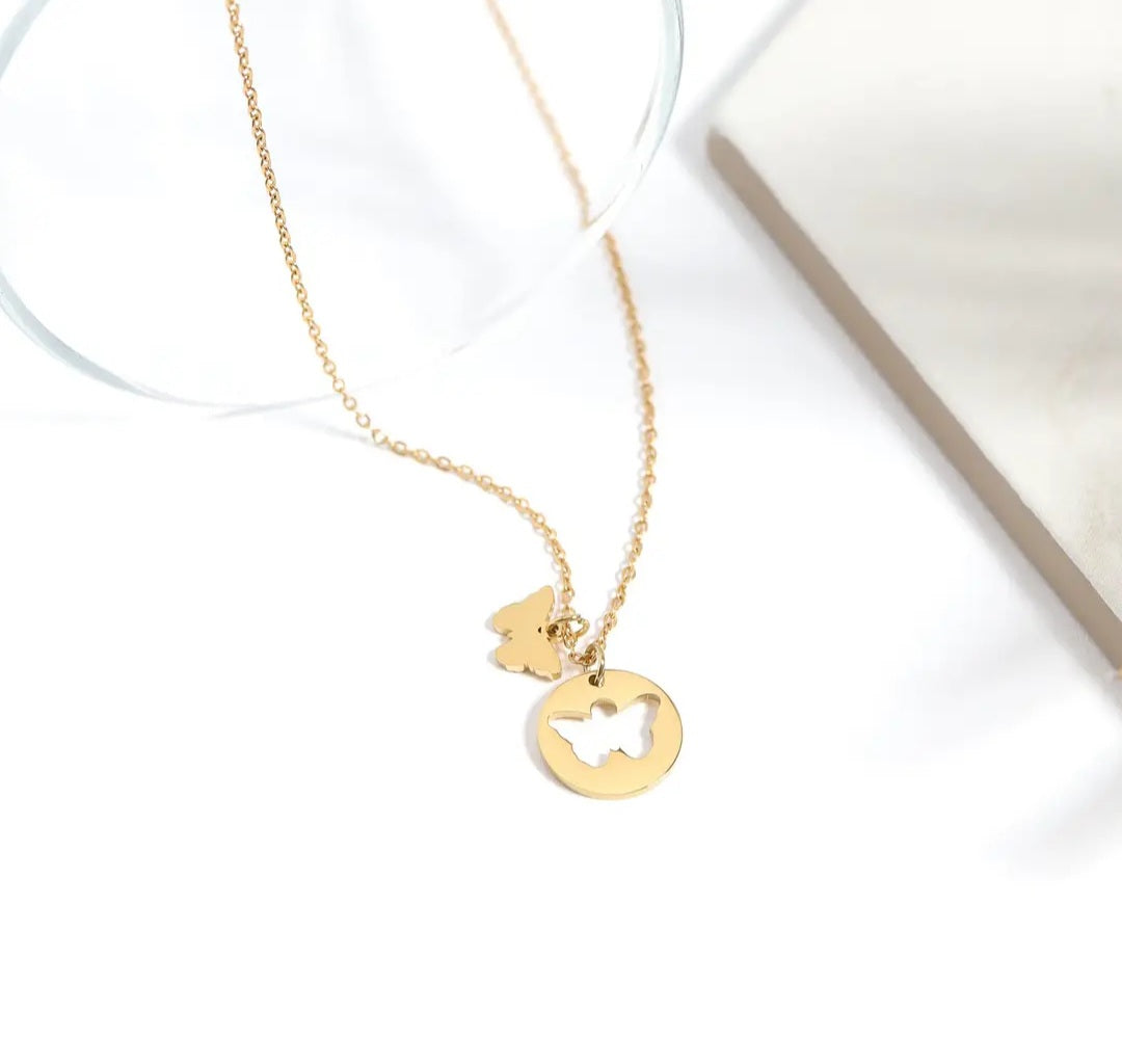 Buttertly Cutout Necklace - 18K Gold Pvd Stainless Steel