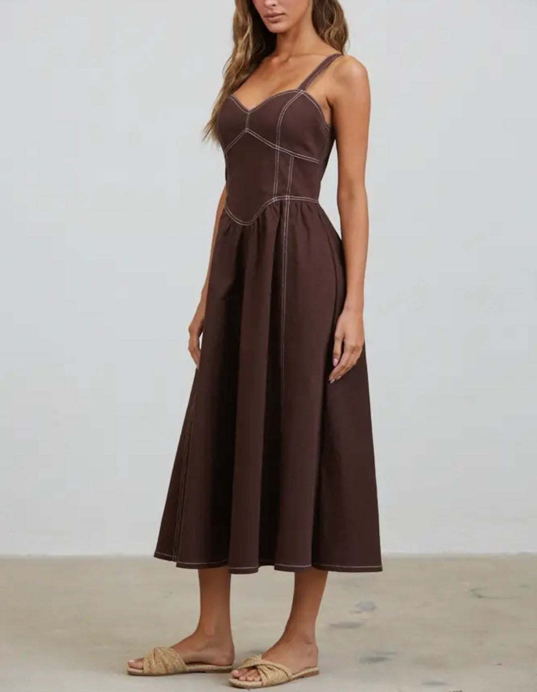 Gemma Stitch Seamed Midi Dress