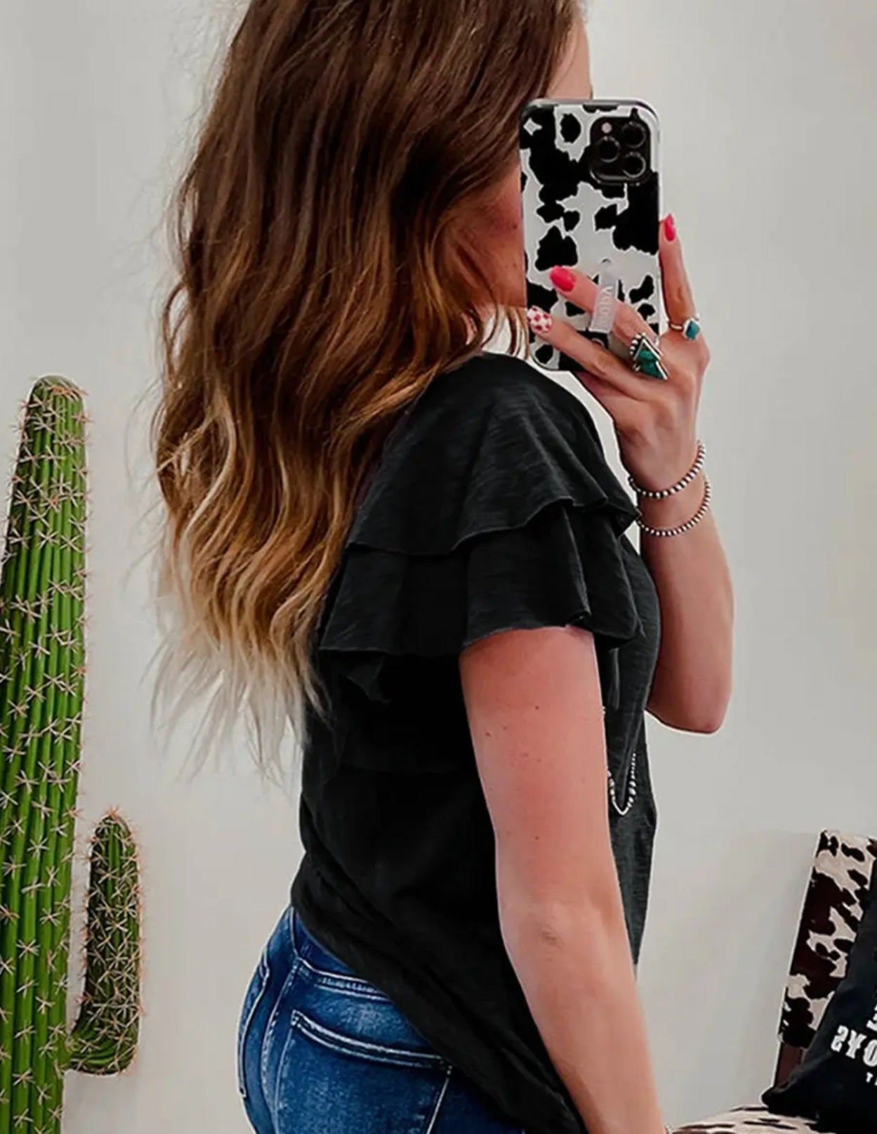 Layered Ruffle Short Sleeve Round Neck Top