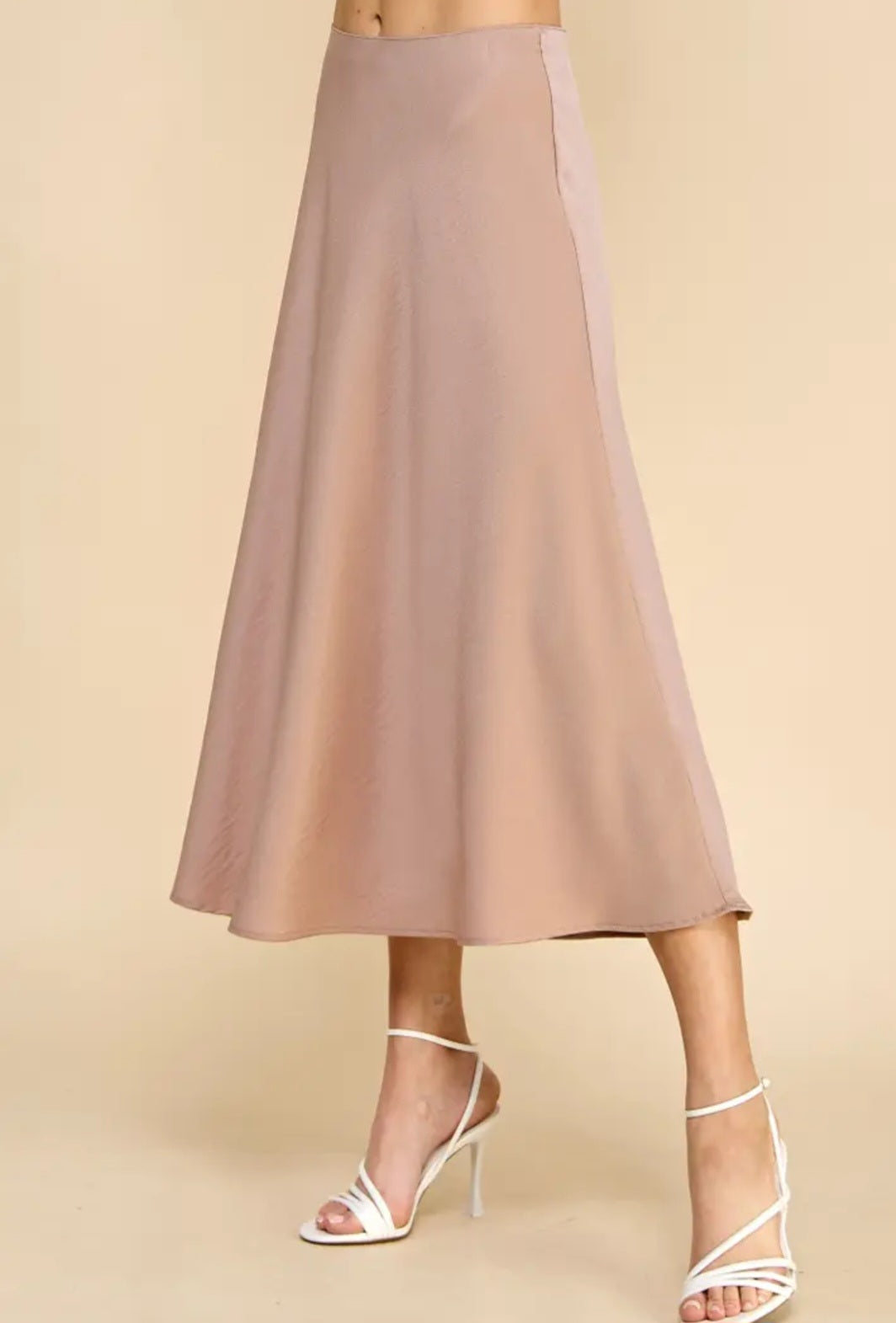 Midi Solid Satin Skirt