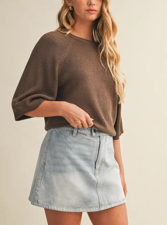 Rangle Brown Short Sleeve Sweater